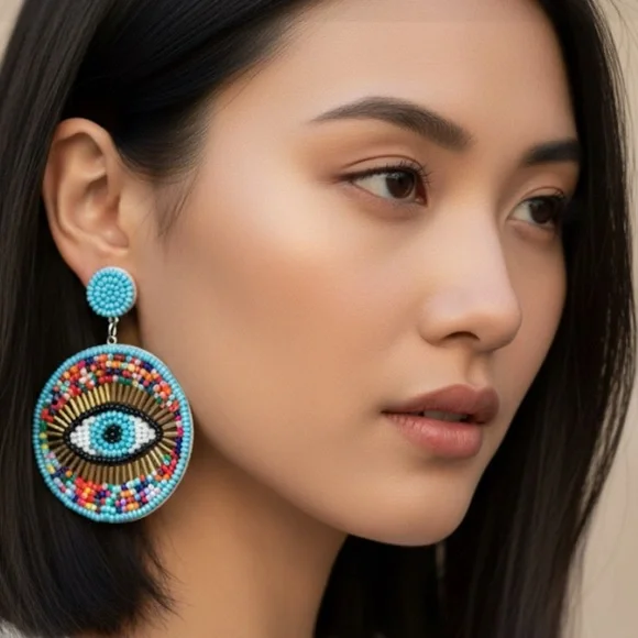 ✨NEW Colorful Beaded Eye Earrings - Picture 2 of 6